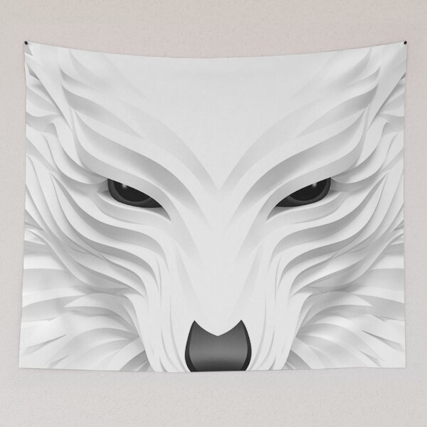 Item preview, 3D Paper Wolf — Geometric White Wolf Mask Art designed and sold by AmetistLight.