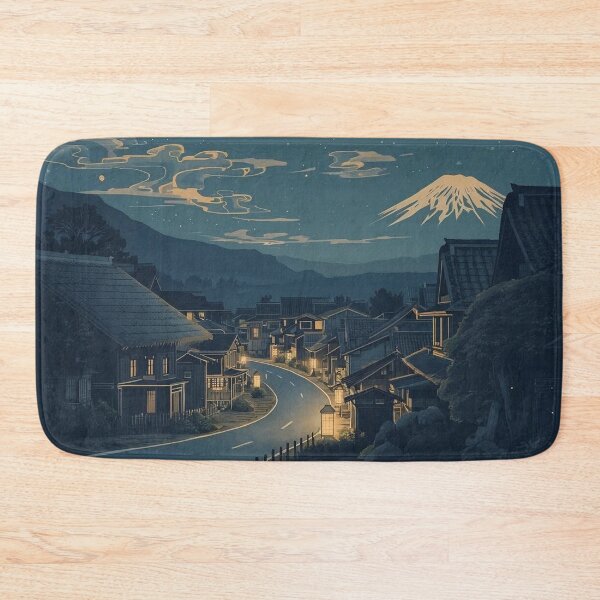 Item preview, Ukiyo-e Woodblock Print of Mount Fuji Night Road – Japanese Starry Sky Landscape designed and sold by Vandy Fullam.