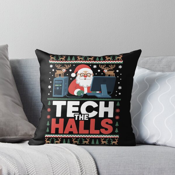Item preview, Tech The Halls Ugly Computer Geek Festive Christmas designed and sold by BakeryDozen.