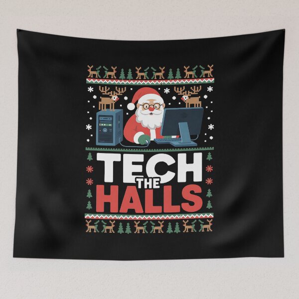 Item preview, Tech The Halls Ugly Computer Geek Festive Christmas designed and sold by BakeryDozen.