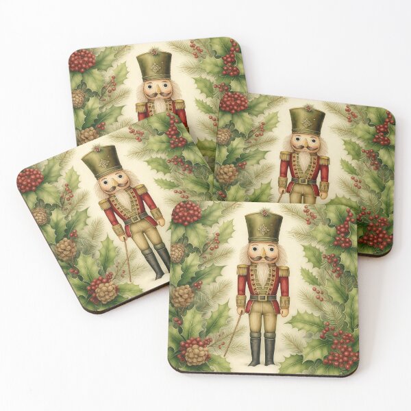 Item preview, Nutcracker Cushion – Classic Christmas Decor with Holly and Pine designed and sold by DianeLees.