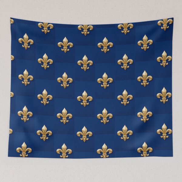 Item preview, The sovereignty of the golden French Fleur de Lis on a royal blue background. designed and sold by ProjectNoah.