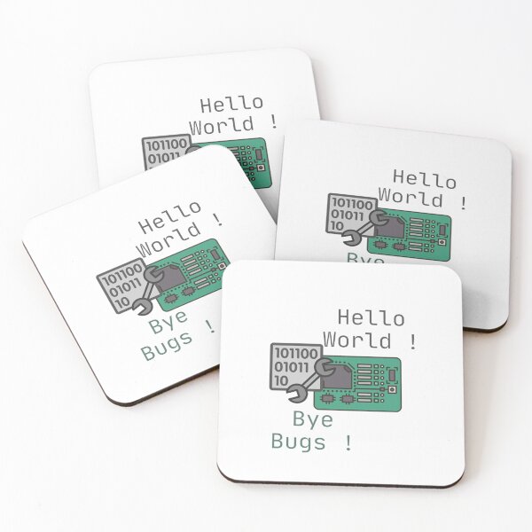 Item preview, DEV LIFE: "Hello World! Bye Bugs!" Coding Design | Aesthetic Programmer PCB & Binary Quote designed and sold by bloompprint.