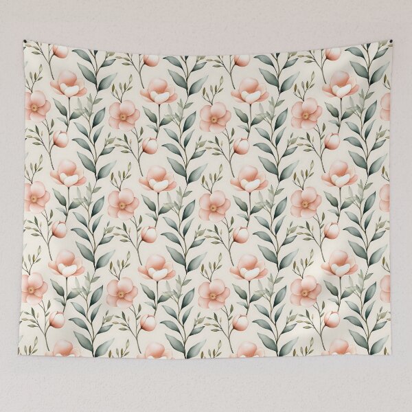 Item preview, This is a seamless pattern featuring delicate pink magnolia flowers and muted green leaves on a soft, light background, rendered in a smooth watercolor style. designed and sold by rujlaphusstudio.