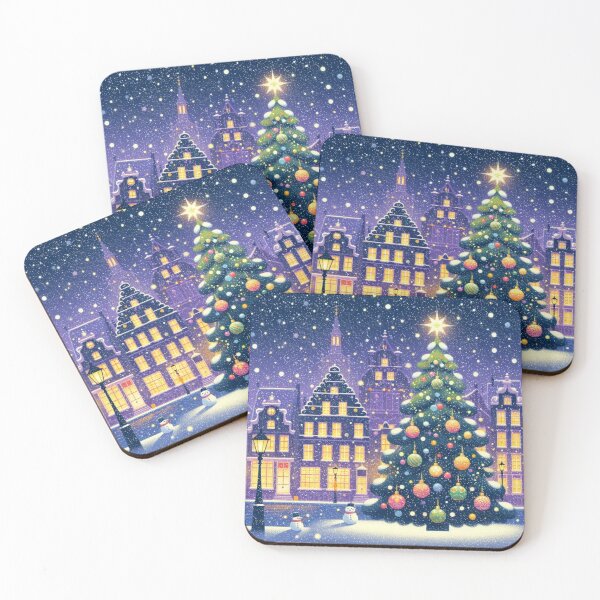 Item preview, Magical Amsterdam in the Snow – Dutch Christmas City Scene with Canals and Tree Lights designed and sold by Sugar Wisdom .