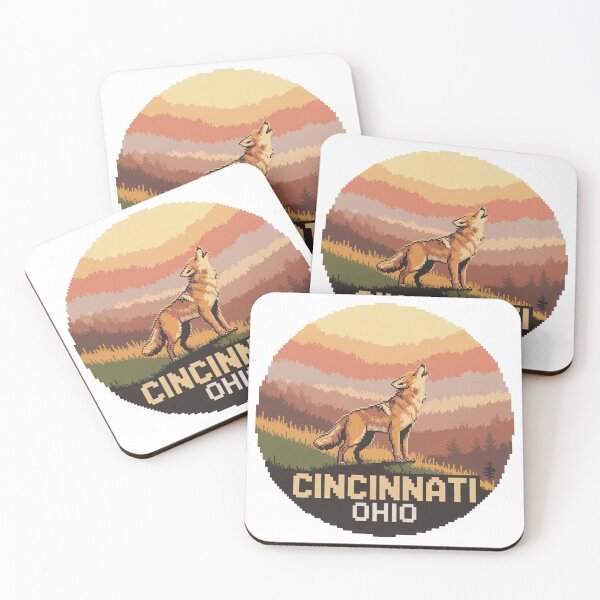 Item preview, Cincinnati Ohio Coyote Sunset | Retro Pixel Art Wildlife Design designed and sold by CircinusStore.