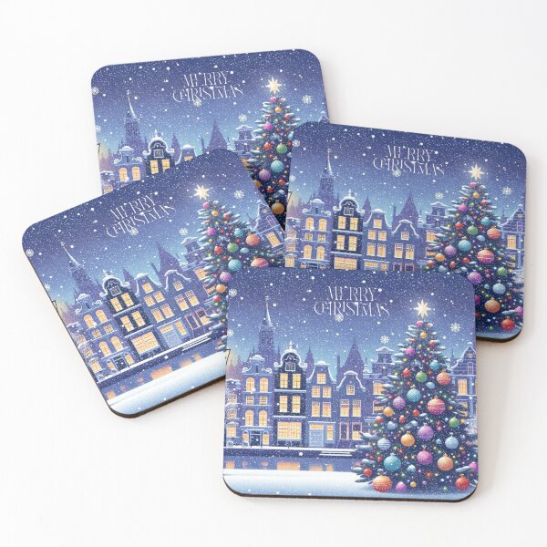 Item preview, Magical Amsterdam in the Snow – Dutch Christmas City Scene with Canals and Tree Lights designed and sold by Sugar Wisdom .