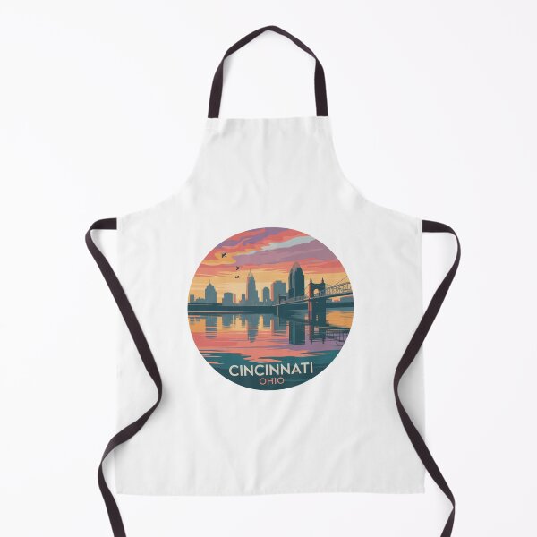 Item preview, Cincinnati Ohio Skyline Sunset | Retro River Reflection Art designed and sold by CircinusStore.