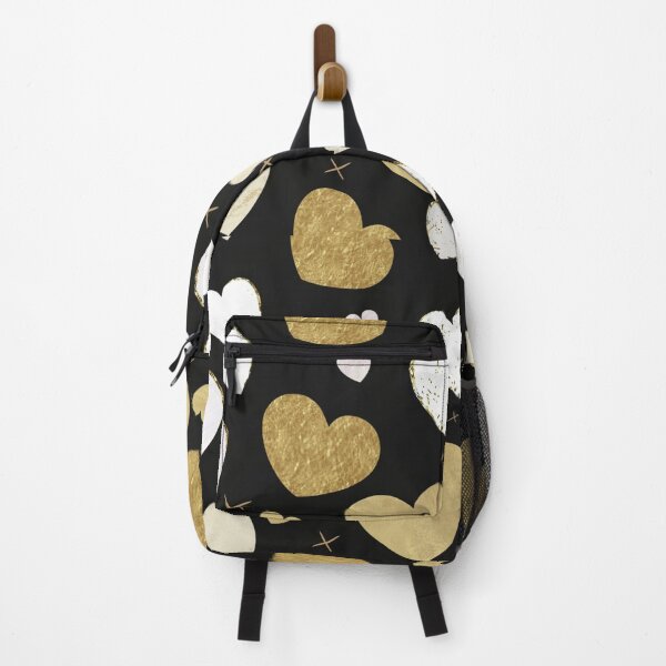 Item preview, several gold spots or vector pattern of several hearts of different sizes on a black background, fabric illustrating a gold logo designed and sold by gulka8.