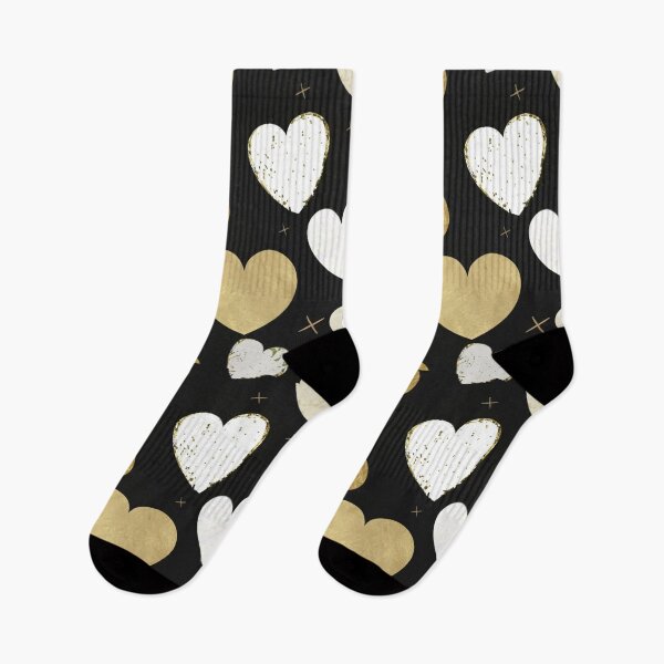 Item preview, several gold spots or vector pattern of several hearts of different sizes on a black background, fabric illustrating a gold logo designed and sold by gulka8.