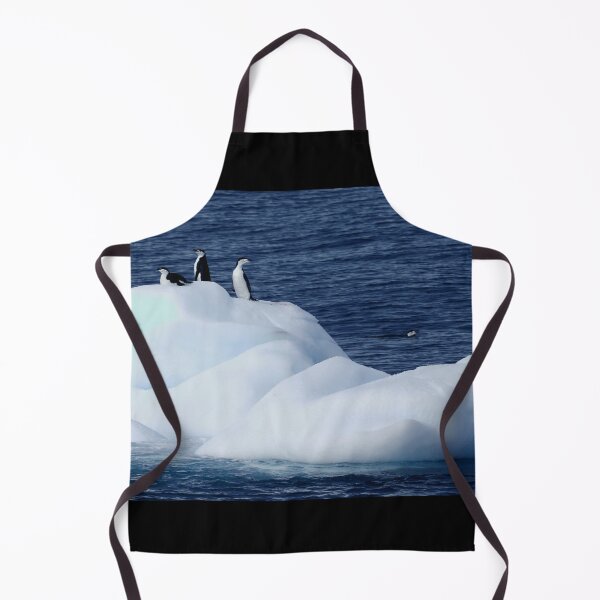 Item preview, Chinstrap penguins on ice 1 black background designed and sold by SBPenguins.