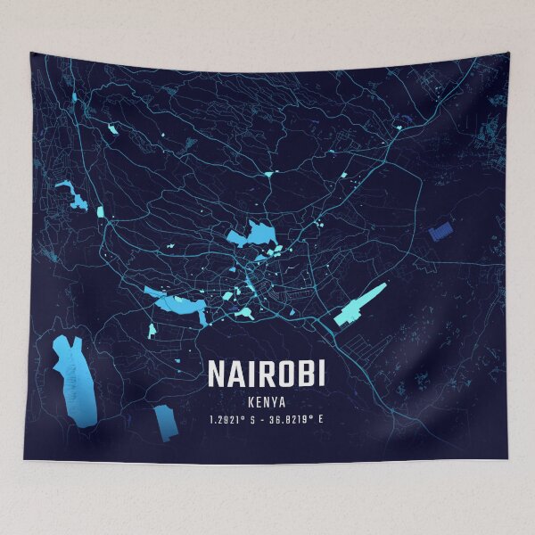 Item preview, Nairobi Midnight City Map designed and sold by HomeLivingCo.