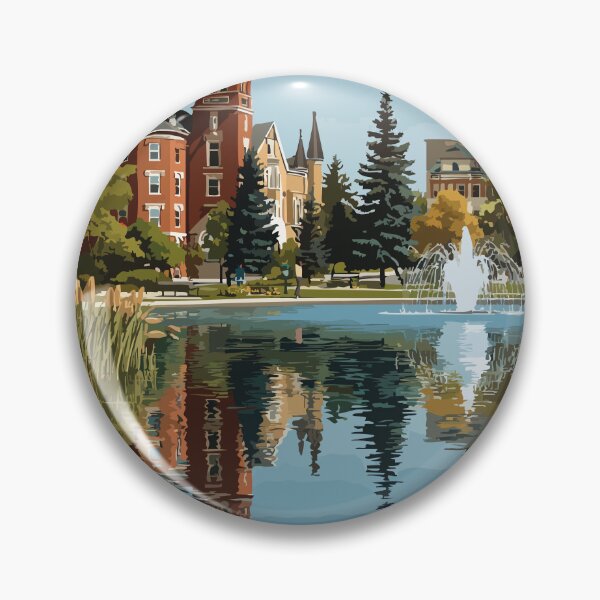 Item preview, Lacombe Alberta Downtown | Historic Church Reflection Art designed and sold by TuncGK.