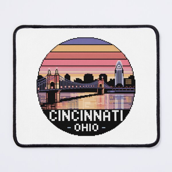 Item preview, Cincinnati Ohio Skyline Sunset | Retro Pixel Bridge Art designed and sold by CircinusStore.