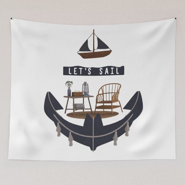 Item preview, LET'S SAIL, NATUICAL THEME, HOUSE BOAT, BOATHOUSE designed and sold by FitEnvy.