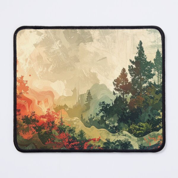 Item preview, Abstract Landscape Painting Trees, Forest, Mountains, Autumnal Colors designed and sold by CharlieDesings.