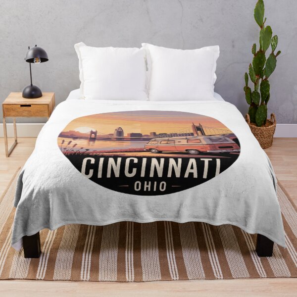 Item preview, Cincinnati Ohio Van Sunset | Retro Scenic Skyline Art designed and sold by CircinusStore.