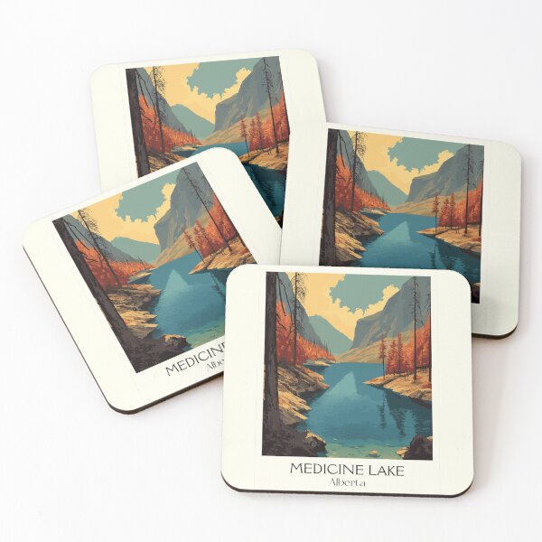 Item preview, Medicine Lake Alberta Scenery | Autumn Mountain Art Print designed and sold by TuncGK.