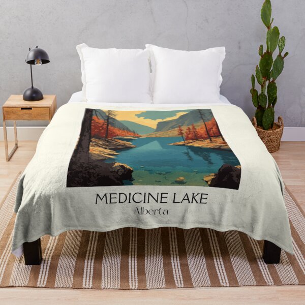 Item preview, Medicine Lake Alberta Scenery | Autumn Mountain Art Print designed and sold by TuncGK.