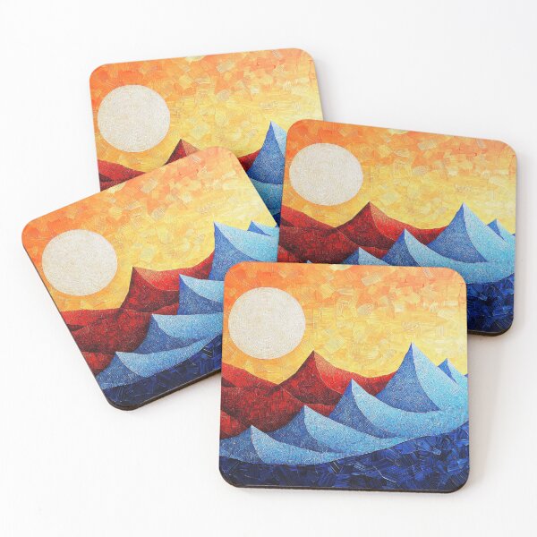 Item preview, Abstract Landscape Painting with Vibrant Colors Depicting Mountains and Sun in Modern Artistic Style designed and sold by CharlieDesings.