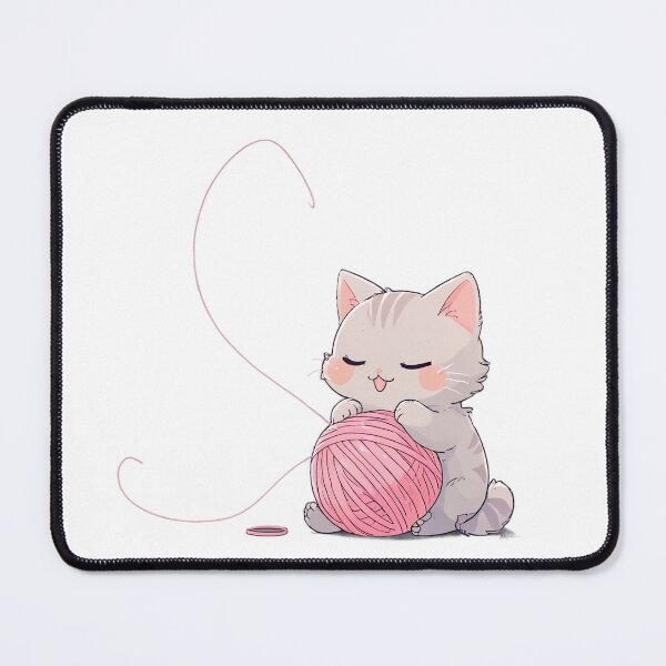 Item preview, Cute Kawaii Kitten with Yarn – Chubby Pastel Cat Tangled in Thread Illustration designed and sold by TheArtOfChaa.