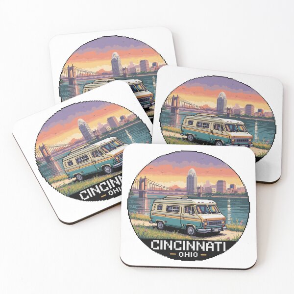 Item preview, Cincinnati Ohio Sunset Skyline | Retro Pixel Art Cityscape designed and sold by CircinusStore.