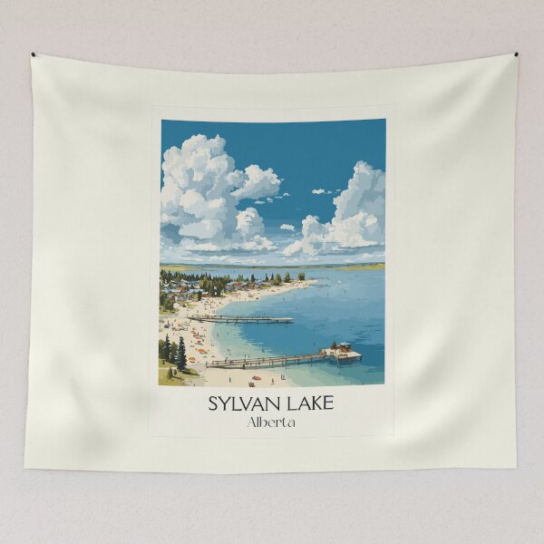 Item preview, Sylvan Lake Alberta Beach | Summer Resort Town Art Print designed and sold by TuncGK.