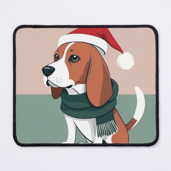 Item preview, Minimal Beagle in Santa Outfit designed and sold by NeatThingLover.