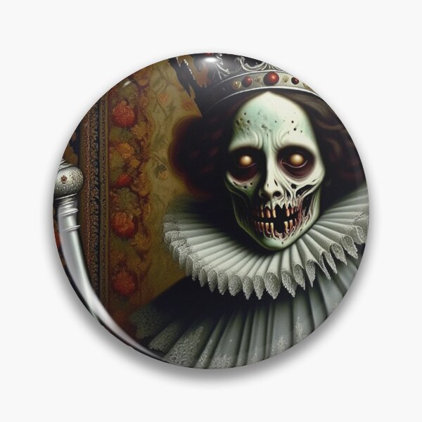 Item preview, The Undead Zombie Queen of death Zombie Horror Tudor era portrait art designed and sold by Vintage Designs +.