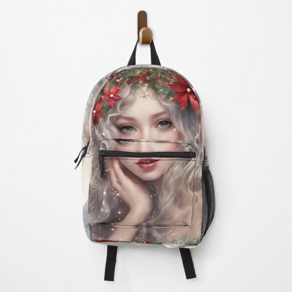 Item preview, Christmas Fairy Portrait with Poinsettias designed and sold by pinkal.