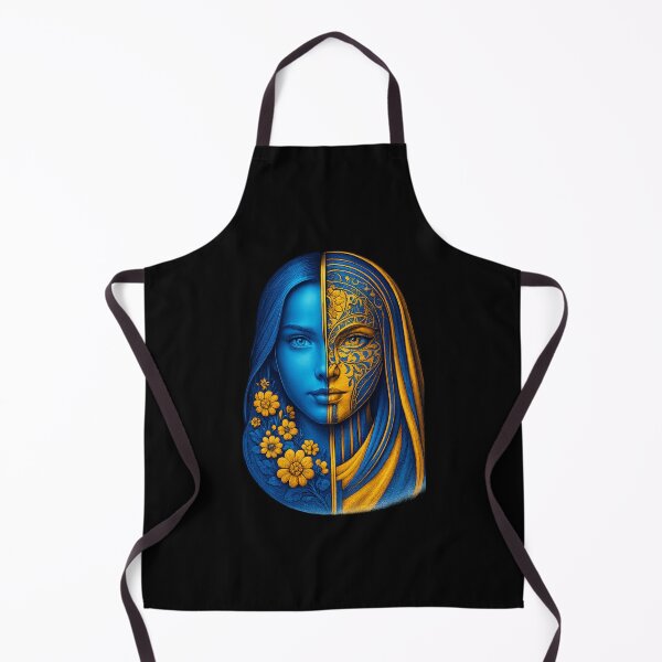 Item preview, Dual Essence – Blue & Gold Ethereal Portrait designed and sold by johnExpress02.