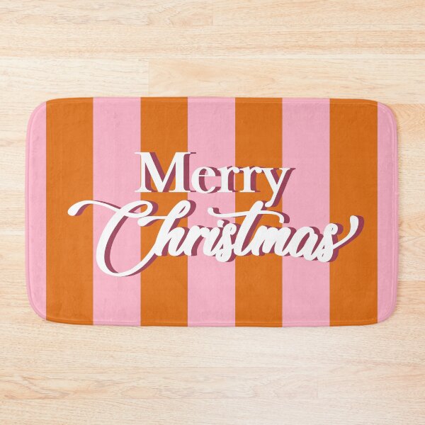 Item preview, Merry Christmas Typography, Pink and Orange Stripes designed and sold by OneThreeSix.