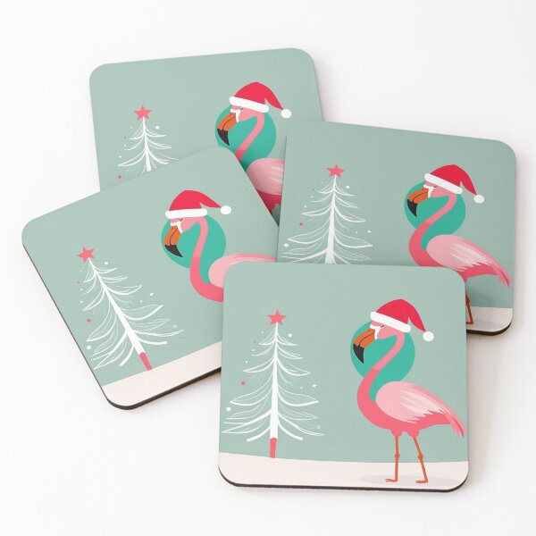 Item preview, Minimal Flamingo in Santa Outfit designed and sold by NeatThingLover.