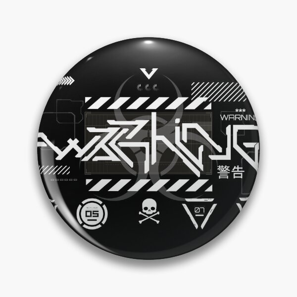 Item preview, Cyberpunk Warning Logo Black - Japanese Biohazard Symbols - Industrial Rivethead designed and sold by 8thSin.