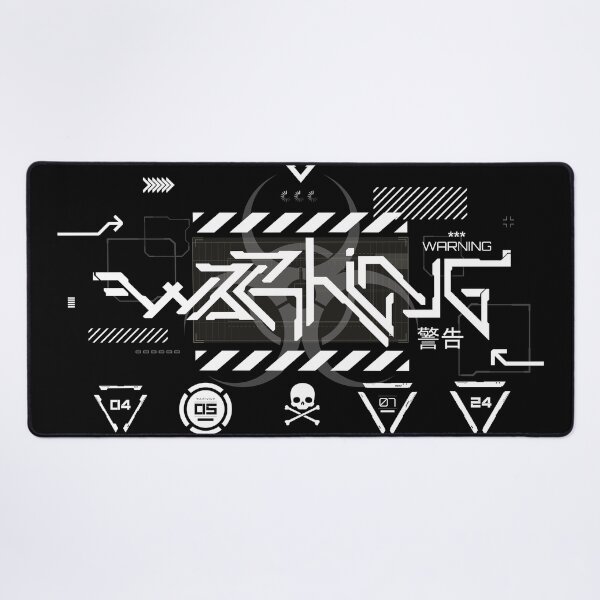 Item preview, Cyberpunk Warning Logo Black - Japanese Biohazard Symbols - Industrial Rivethead designed and sold by 8thSin.