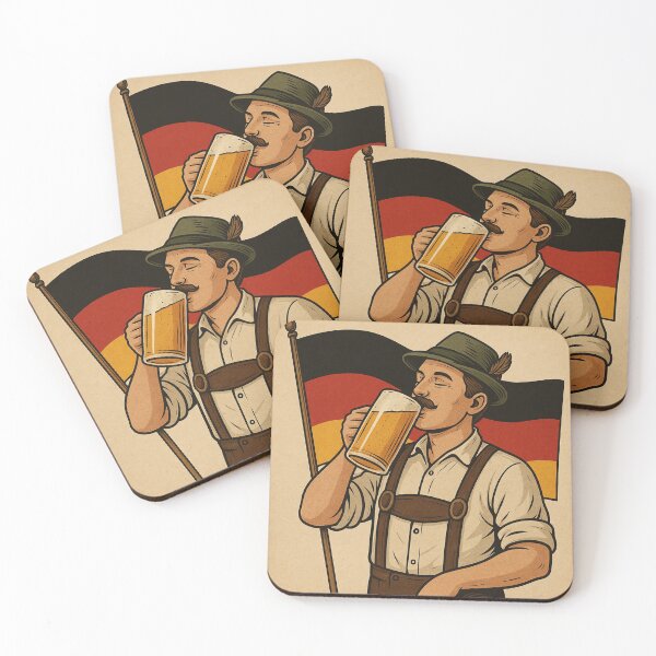 Item preview, Bavarian man with beer mug illustration designed and sold by FitFemStudio.