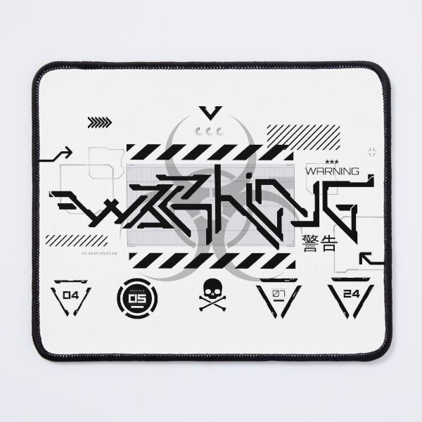 Item preview, Cyberpunk Warning Logo White- Japanese Biohazard Symbols - Industrial Rivethead designed and sold by 8thSin.