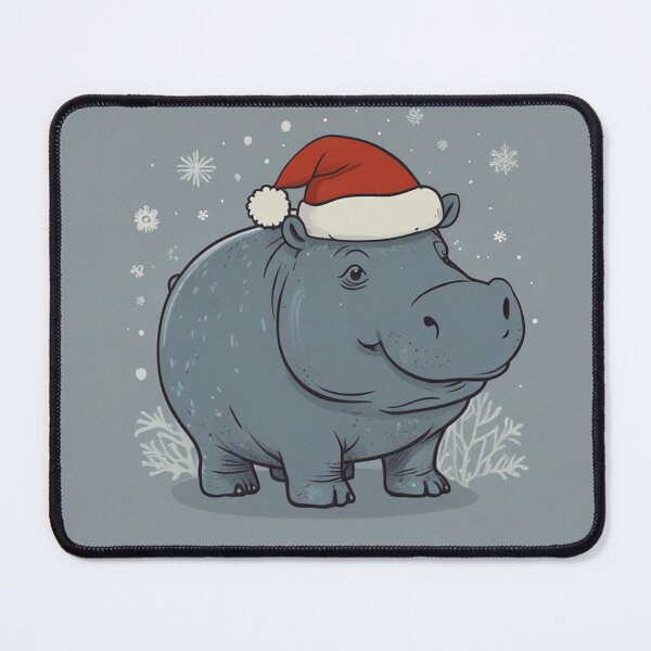 Item preview, Minimal Hippo in Santa Outfit designed and sold by NeatThingLover.