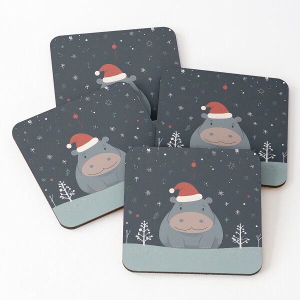 Item preview, Tiny Santa Hippo designed and sold by NeatThingLover.