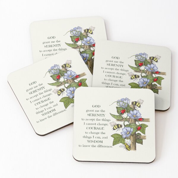 Item preview, Serenity Prayer, Flowers, Bees, and Ladybugs Illustration designed and sold by JoyfulWhimsy.