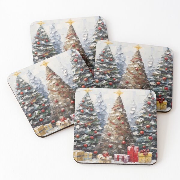 Item preview, Christmas Trees Painting, Snowy Forest Wall Art, Christmas Wall Art, Christmas Gift Idea, Muted Neutral Rustic Decor, Cozy Christmas Print designed and sold by SavageVision.