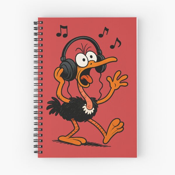 Item preview, A CARTOON OSTRICH LISTENS TO MUSIC designed and sold by infinitearte.
