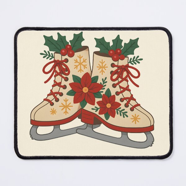 Item preview, Christmas Ice Skates with Poinsettias – Cozy Holiday Winter Illustration designed and sold by WinkWild.
