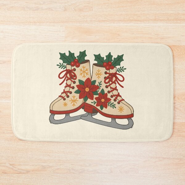 Item preview, Christmas Ice Skates with Poinsettias – Cozy Holiday Winter Illustration designed and sold by WinkWild.