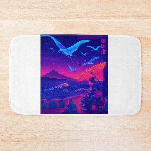 Item preview, Neon Ukiyo-e Dreams: Cranes over Yuigahama at Sunset designed and sold by Neo-Ukiyo-Wave.