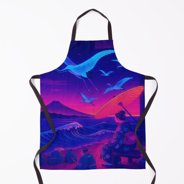 Item preview, Neon Ukiyo-e Dreams: Cranes over Yuigahama at Sunset designed and sold by Neo-Ukiyo-Wave.