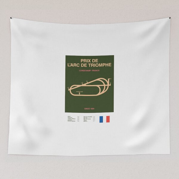Aperçu de l'œuvre Impression minimaliste de ligne de parcours de courses de chevaux du Prix De L'Arc De Triomphe créée et vendue par The Circuit Collection.