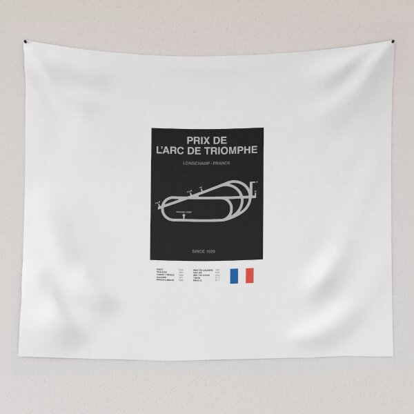 Aperçu de l'œuvre Impression minimaliste de ligne de parcours de courses de chevaux du Prix De L'Arc De Triomphe créée et vendue par The Circuit Collection.