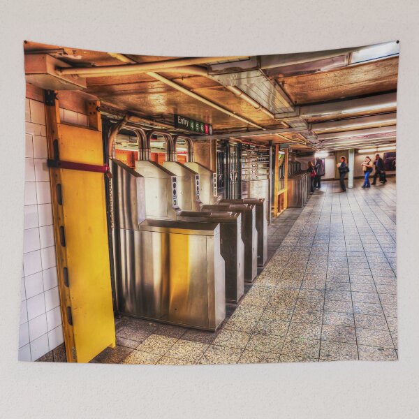 Item preview, Bustling New York Subway Station Turnstiles designed and sold by Paul Thompson Photography.
