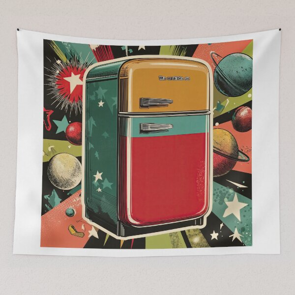 Item preview, Cosmic Retro Fridge: Pop Art Blast from the Past designed and sold by ForeverPrintsOK.